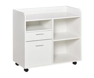 Vinsetto Support d'imprimante - Caisson d'organisation de Bureau Roulant - Dim. 80l x 40P x 72H cm en Bois Blanc