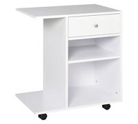 Vinsetto Support d'imprimante en bois caisson de bureau à roulettes organisateur de bureau avec tiroir et support CPU niche étagère réglable blanc