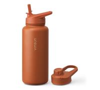 VINSUN Gourde Isotherme 1l, Gourde Inox avec Paille et Ouverture pour Boire | Étanche, sans BPA, Reutilisable, Bouteille d'eau Isotherme pour Sport, Randonnée, École, Bureau