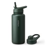 VINSUN Gourde Isotherme 1l, Gourde Inox avec Paille et Ouverture pour Boire | Étanche, sans BPA, Reutilisable, Bouteille d'eau Isotherme pour Sport, Randonnée, École, Bureau