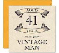 Vintage 41st Birthday Cards for Men - Aged 41 Years - Fun Birthday Card for Colleague Dad Husband Boyfriend Uncle Brother Friend, 145mm x 145mm Greeting Cards, 41st Birthday Card