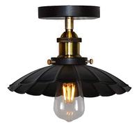 Vintage Abat-jour en Métal Suspension Luminaire Industrielle Plafonnier Forme Parapluie Pour Restaurant Loft Balcon 22 cm/Noir