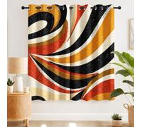 Vintage Abstrait Rideau de Porte Courbe Bloc de Couleur Géométrique Motif Coloré 95%-100% Rideau Occultant Rideaux Interieur Salon Chambre d'entrée Lot de 2 Panneaux de Rideaux, 132 x 214 CM