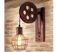 Vintage Applique Murale Poulie Industriel Cage en Métal Rétro Suspension Luminaire Abat-jour E27 Creative style Loft Bar Rouillé