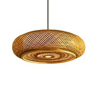 Vintage Bambou Tissé Lanterne Rotin Panier Lampe Suspendue Éclairage Hauteur Réglable Table Basse Salon De Thé Restaurant 60 cm