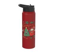 Vintage Christmas Tis The Season Christmas Tree Hot Cocoa Stainless Steel Insulated Water Bottle