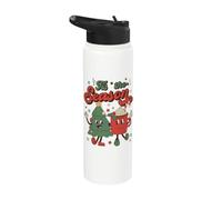 Vintage Christmas Tis The Season Christmas Tree Hot Cocoa Stainless Steel Insulated Water Bottle