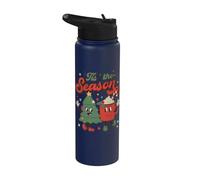 Vintage Christmas Tis The Season Christmas Tree Hot Cocoa Stainless Steel Insulated Water Bottle