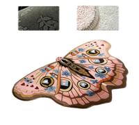 Vintage Colorful Butterfly Print Rug,Irregular Butterfly Moth Shaped Area Rug,Whimsical 3D Fluffy Butterflys Shaped Mat,Creative Print Aesthetic Moth Area Carpet for Entryway Decor (Blue, 50 * 90cm)