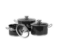 Vintage Cuisine Black 6 Piece Retro Stainless Steel Pot Set