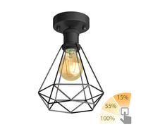 Vintage E27 plafonnier RETRA noir abat-jour cage + LED or max. 778lm