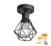 Vintage E27 plafonnier RETRA noir abat-jour en forme de cage incl. LED max.