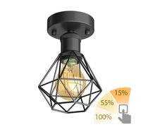 Vintage E27 plafonnier RETRA noir abat-jour en forme de cage incl. LED or max.