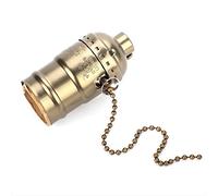 Vintage Edison Lampe Base Plafonnier En Laiton Massif E27 Douille De Lumière En Aluminium Avec Chaîne De Tirage Bureau Table Lampe Support Vis Base Conception Simple Style Vintage(Bronze foncé)