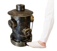 Vintage Fire Hydrant Step Trash Can - Industrial Metal Bin Soft Lid | 11.02"x15.7" Heavy-Duty Wrought Iron (28x40cm), Retro Fire Hydrant Design, Hands-Free Foot Pedal with Lid