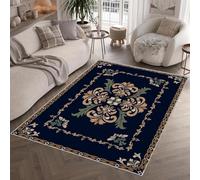 Vintage Floral Tapis de Couloir 80x150 cm 3D Boho European Style Leaves Tapis de Chevet Flanelle Antidérapant Lavable Poil Court Rug de Chambre pour Couloir Chambre Q-380