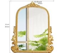 Vintage Gold Arched Dressing Table Mirror With Resin Frame - Small (25x30cm) Standing Mirror For Living Room, Bedroom, Table