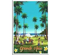 Vintage Grande Anse Beach Camping Rétro Mur Art Toile Affiche Art Imprimer Accueil Décoration Chambre Décoration Sans cadre 50x75cm