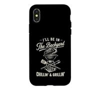 Vintage I'll Be in The Backyard Charcoal Grill Master Coque pour iPhone X/XS
