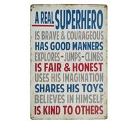 Vintage Inspirational Sign A Real Superhero Retro Tin Metal Wall-Art for Man Cave Nursery Office Bedroom Home Decor 8 X 6 Inch