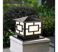 Vintage Lampe Pilier Portail Acryl E27, Lampe D'extérieur Rustique Sur Pied IP44 Borne De Jardin Pilier Eclairage De Jardin Éclairage Pour Chemins Aluminium Cage Lampes De Nuit,Noir,d'or. (Noir-25cm)