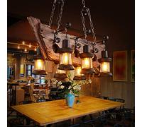 Vintage Lampes Suspendues Salle Manger Éclairage Lampe Pendentif Intérieur Rétro Industriel E27 Pendentif Lumière Bois De Bateau Ancien Lustre Chambre Bar Réglable En Hauteur Plafonnier,B 6 heads