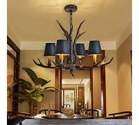 Vintage Lumière Pendante Résine Antlers Lustres Chaîne Réglable Hauteur Table Chandelier Corne De Cerf Lampe À Suspension Chambre Coucher Salon Salle D'étude Bureau Restaurant Pendentif,4 heads