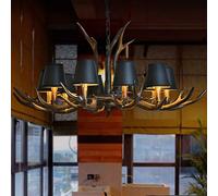 Vintage Lumière Pendante Résine Antlers Lustres Chaîne Réglable Hauteur Table Chandelier Corne De Cerf Lampe À Suspension Chambre Coucher Salon Salle D'étude Bureau Restaurant Pendentif,10 heads