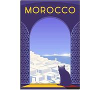 Vintage Morocco Cats Art Imprimer Rétro Mur Art Toile Affiche Chambre Décoration Accueil Décoration Sans cadre 50x75cm