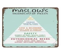 Vintage Needs Pyramid Visual Metal Sign For Entryway Hallway 12x8 Inch | Rigid metal panel high contrast print protects against moisture suits covered indoor areas