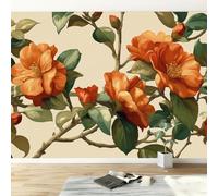 Vintage Papier Peint Panoramique 450L x 315H cm, Moderne Campagne Chic Floral Branches Affiche Fresque Murale, Papier Peint 3D Mural pour Salon Chambre d'enfants Salle de Jeu Décoration Murale