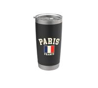 Vintage Paris France Drapeau Français Souvenir Rétro Graphique Gobelet isotherme en acier inoxydable double paroi