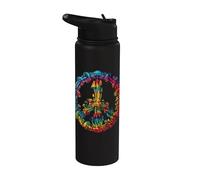 Vintage Peace Sign Mushroom Tie Dye Retro 60s 70s Hippie Stainless Steel Insulated Water Bottle