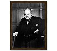 Vintage Photo Portrait Winston Churchill Britain Prime Minister UK Artwork Framed Wall Art Print A4 Ancien Photographier Église Grande-Bretagne Royaume-Uni Mur
