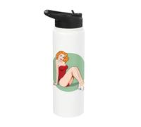 Vintage Pin-Up Girl Art Américain Rétro Nostalgie Stainless Steel Insulated Water Bottle