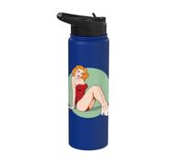Vintage Pin-Up Girl Art Américain Rétro Nostalgie Stainless Steel Insulated Water Bottle