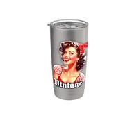 Vintage Pin-Up Girl x Pretty Girl Années 1950 Gobelet isotherme en acier inoxydable double paroi