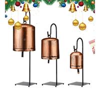 Vintage Tin Bells - Rustic Cow Bell Christmas Decoration | 3pcs Farmhouse Suspendue Cloches avec Support (Petit 4,5 m, Moyen 7 Cm, Grand 9,4 Cm) | Cloches D' Chanceuse Rétro pour Les Vacances