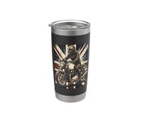 Vintage Union Jack Motorcycle Biker British Cafe Racer Rider Gobelet isotherme en acier inoxydable double paroi
