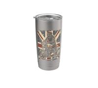 Vintage Union Jack Motorcycle Biker British Cafe Racer Rider Gobelet isotherme en acier inoxydable double paroi