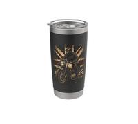 Vintage Union Jack Motorcycle Biker British Cafe Racer Rider Gobelet isotherme en acier inoxydable double paroi