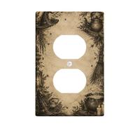 Vintage Witchy Illustration Chaudron Halloween Duplex Outlet Covers Plate | Thème de sorcellerie, style croquis à l'encre vintage, décoration d'intérieur gothique, accents muraux artistiques