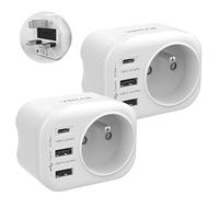 VINTAR 2PC Adaptateur Prise Anglaise UK Angleterre Française Adaptateur de Voyage avec 2 USB-A et 1 USB-C 3A, Adaptateur Prise France vers UK Irlande Malaisie Singapour, Type G