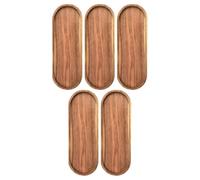 VINTORKY 5 Pièces Plateau de Service Ovale en Bois 11,4x4 Pouces | Plateau Décoratif, pour Snacks Fruits Desserts et Gâteaux, Usage Repas et Fêtes, Surface Lisse
