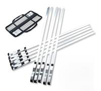 VINTORKY Brochettes de Barbecue 42cm Ensemble de 10 en Acier Inoxydable Grandes Brochettes Plates Poignée Ondulée et Curseur Intégré pour Viande et Poulet Lors de Rassemblements Barbecue