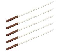 VINTORKY Brochettes de barbecue plates en acier inoxydable avec poignée bois marron lot de 5 pour soirées barbecue et sorties en plein air avec surface anti-roulement