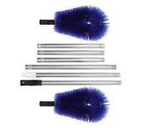 VINTORKY Brosse de Nettoyage de Gouttière Télescopique Balai de Nettoyage des Caniveaux à Longueur Réglable Plastique et Acier Inoxydable Bleu Depuis le Sol
