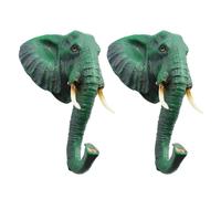 VINTORKY Crochets Muraux Vintage en Résine Vert 2pcs Forme Tête D'éléphant pour Manteaux et Chapeaux, Résistants à L'usure et Économiseurs D'espace pour Bureau Humide