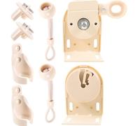 VINTORKY Ensemble de Supports de Rideaux Beige en Plastique et Fer, Cordon Élastique Antivent pour Maintenir Stores Enrouleurs en Place, Style Simple, 8 Pièces