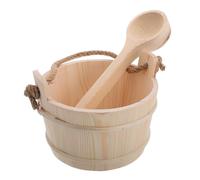 VINTORKY Kit de Seau en Bois pour Sauna Louche, Design Portable et Matériaux Sûrs, pour Cabine de Vapeur et Bain de Pieds